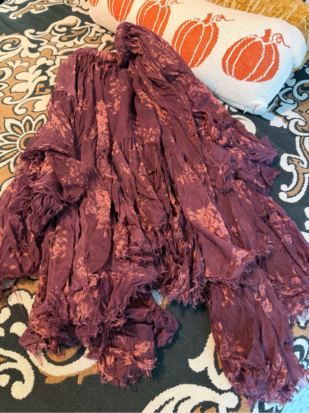 Free People Plum Asymmetrical Tiered Skirt